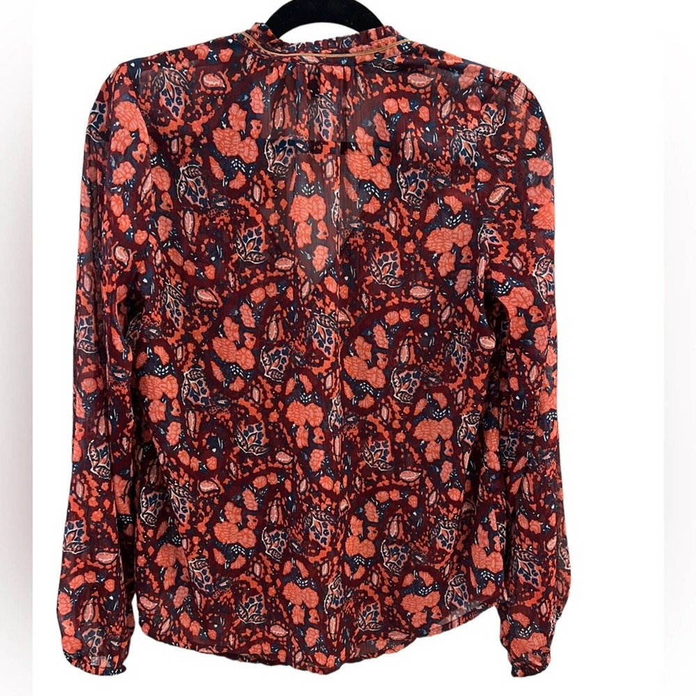 Lucky Brand Boho Sheer Patterned Long-Sleeve Top Size M - Picture 5 of 7